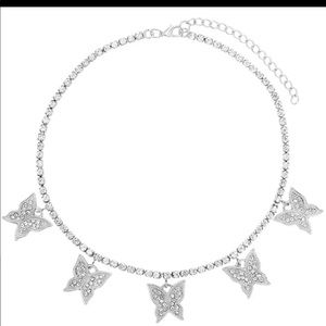 Silver Butterfly Rhinestone necklace